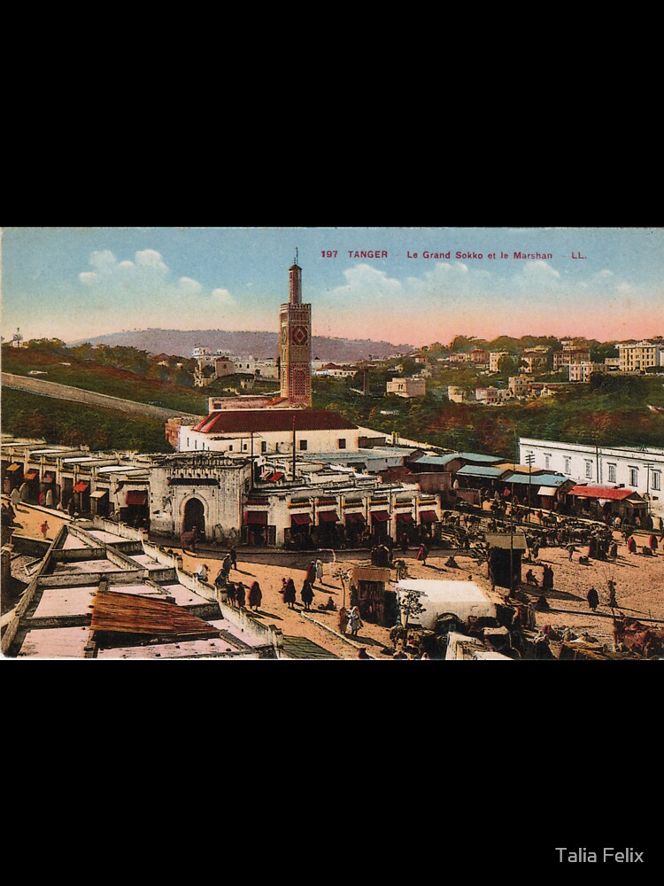 Tangier or Tangiers Morocco Old Postcard Grand Socco and Marshan by Talia Felix