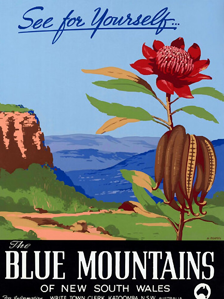 Vintage Travel Poster Blue Mountains See for yourself Australia by Lazarz8