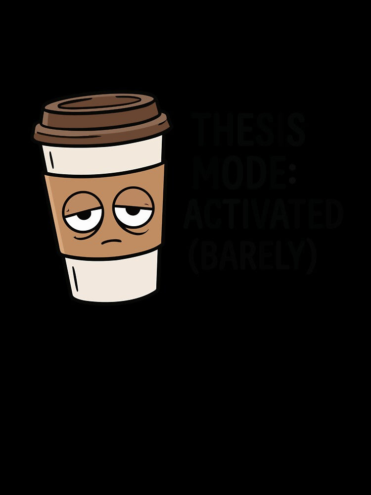 Thesis Mode : Activated (Barely) Funny Graduate Student Sticker by Olivra