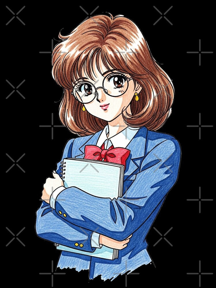 Retro Anime Aesthetic Student Girl by JonelleTshirts