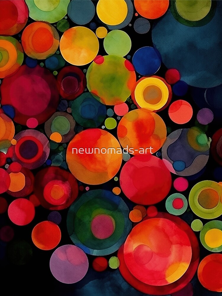 Cosmic Confetti – Bold Abstract Circles in Watercolor Texture by newnomads-art