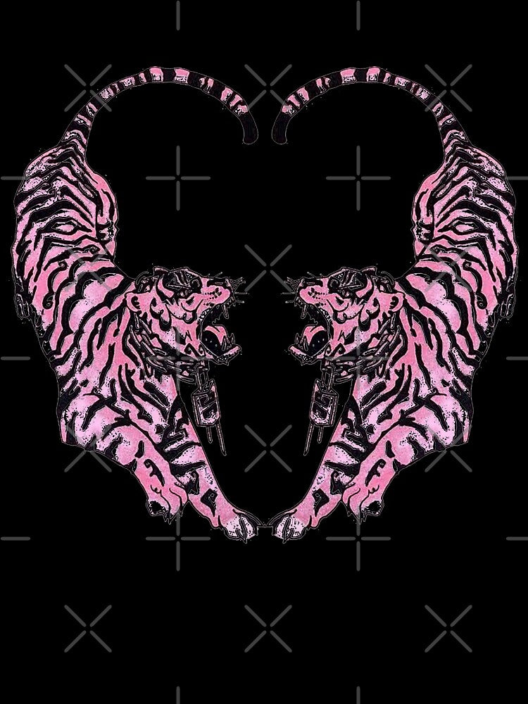 Vintage Pink Tiger Heart Tattoo Edgy Streetwear by Krasnovaovaova
