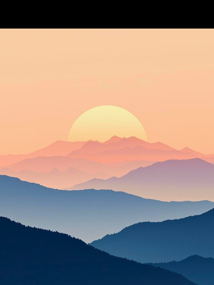 Minimalist Mountain Sunrise Landscape by FredyDesignHub