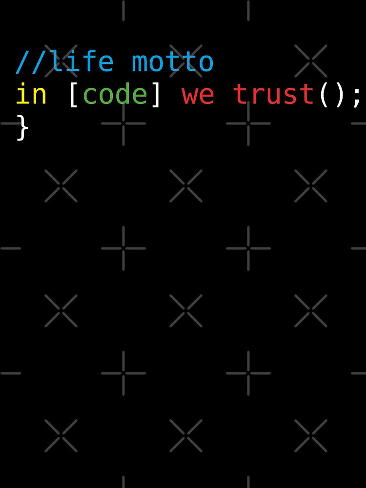 In code we trust #codinglife funny gifts for developers colorful programming life Moto by alenaz