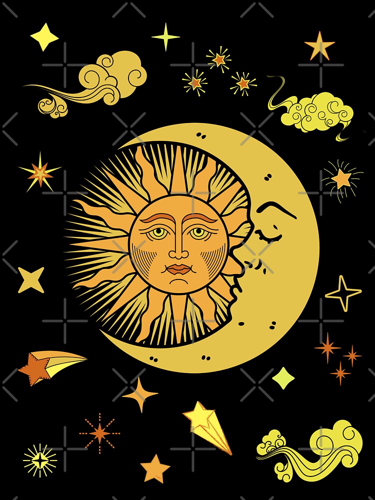 sun  and  moon celestial modern vibrant art by cutecrazytshirt