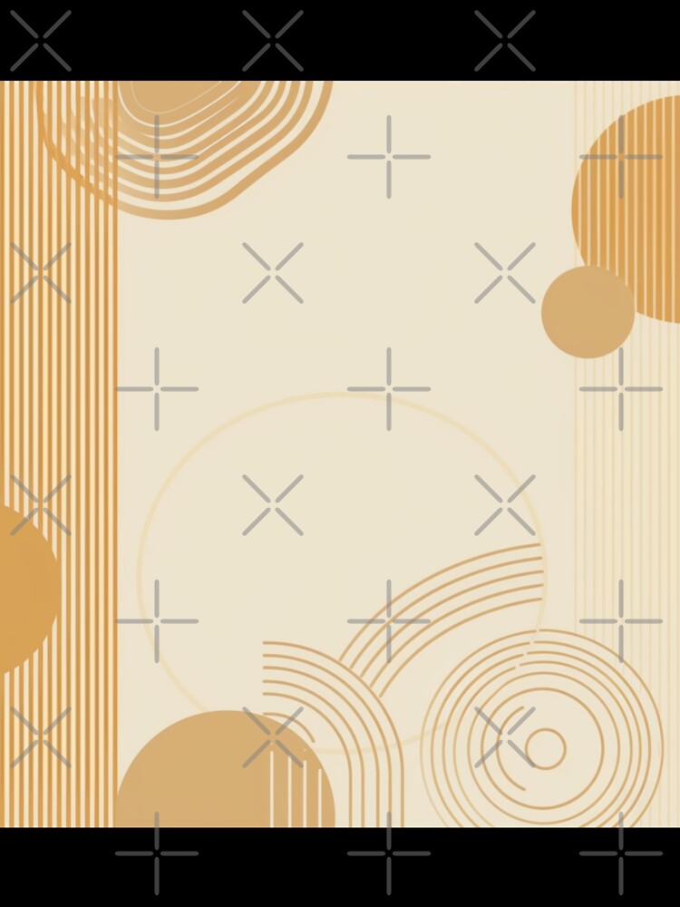 Mid Century Style Line Art Modern 70s Beige Ivory Circles Pattern by GrinGalore