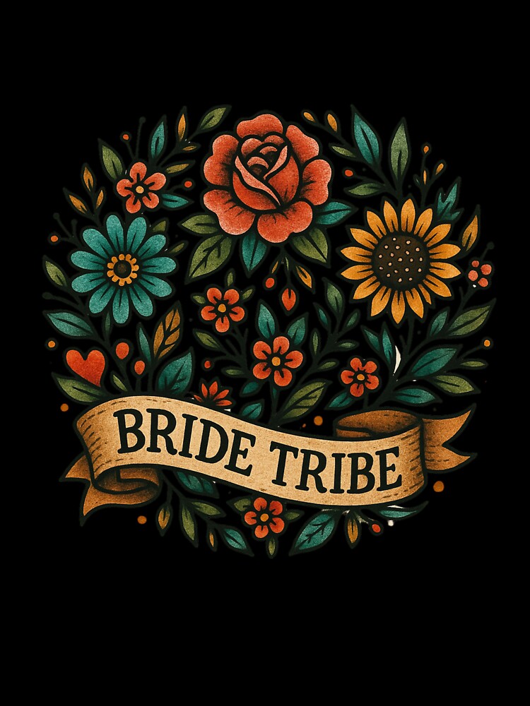 Bride Tribe Bridal Party Traditional Tattoo Flash style by SeeSquaredDesign