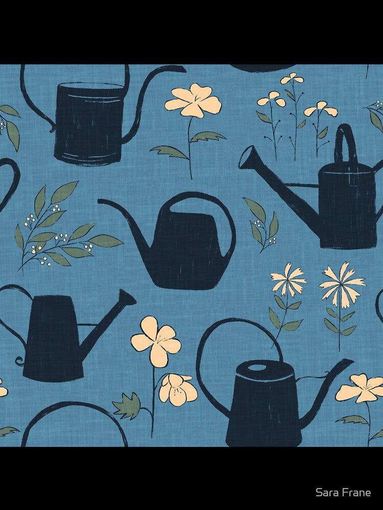 watering cans and wildflowers by Sara Frane