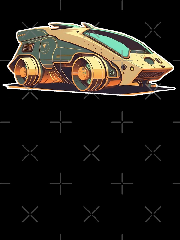 Futuristic Space Tank Car Ride Vaporwave Aesthetic Scifi Cyberpunk Automotive Sticker by mintflavor