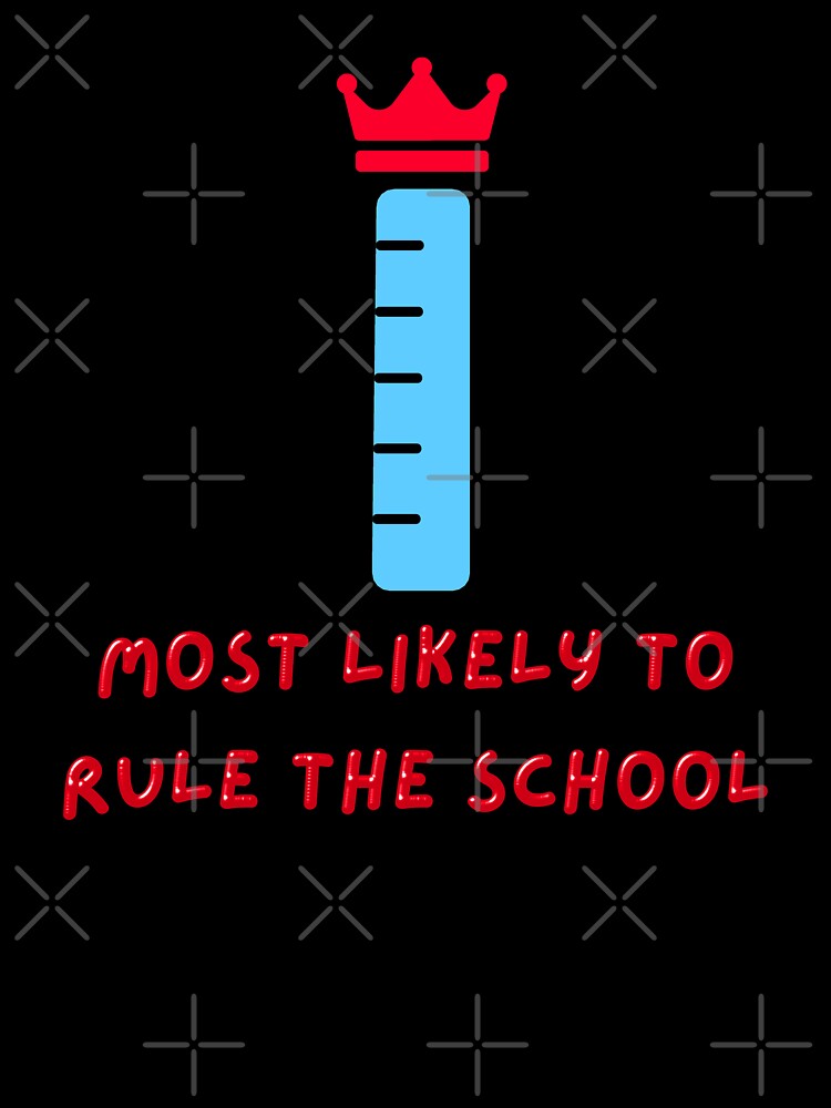 Most likely to rule the school: cute crowned ruler pun (blue & red) by NerdyChibi