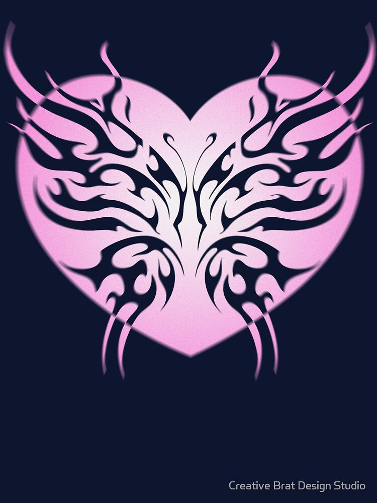 y2k neo tribal cyber sigilism pink aesthetic aura butterfly heart by Creative Brat Design Studio