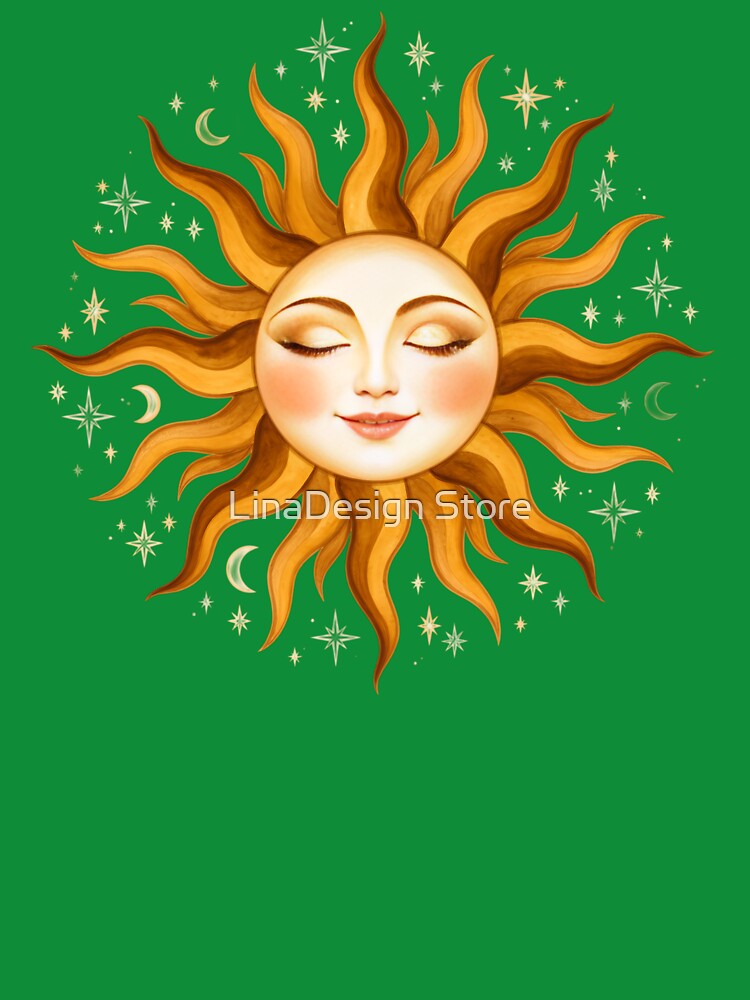 Celestial Sun Face Vintage Boho Art Sticker by LinaDesign Store