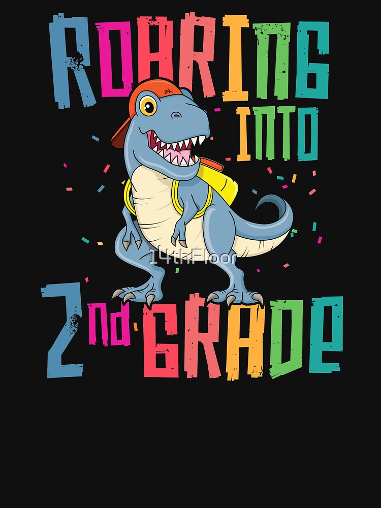 2nd Grade T Rex Roaring Back to School T-Shirt Dinosaur Boy by 14thFloor