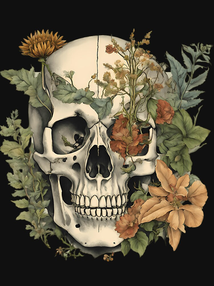 Skull And Roses Gothic Botany Illustration by mxelmurwemb46