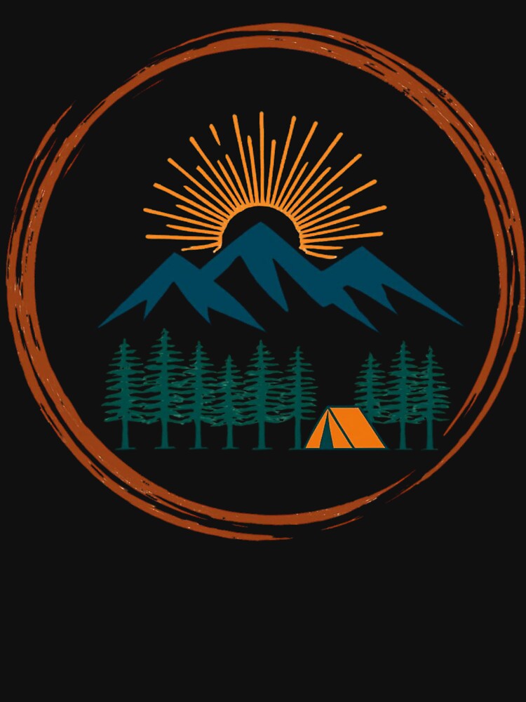 Vintage Mountains Tent Trees Tourist T-Shirt by MerchlyMike