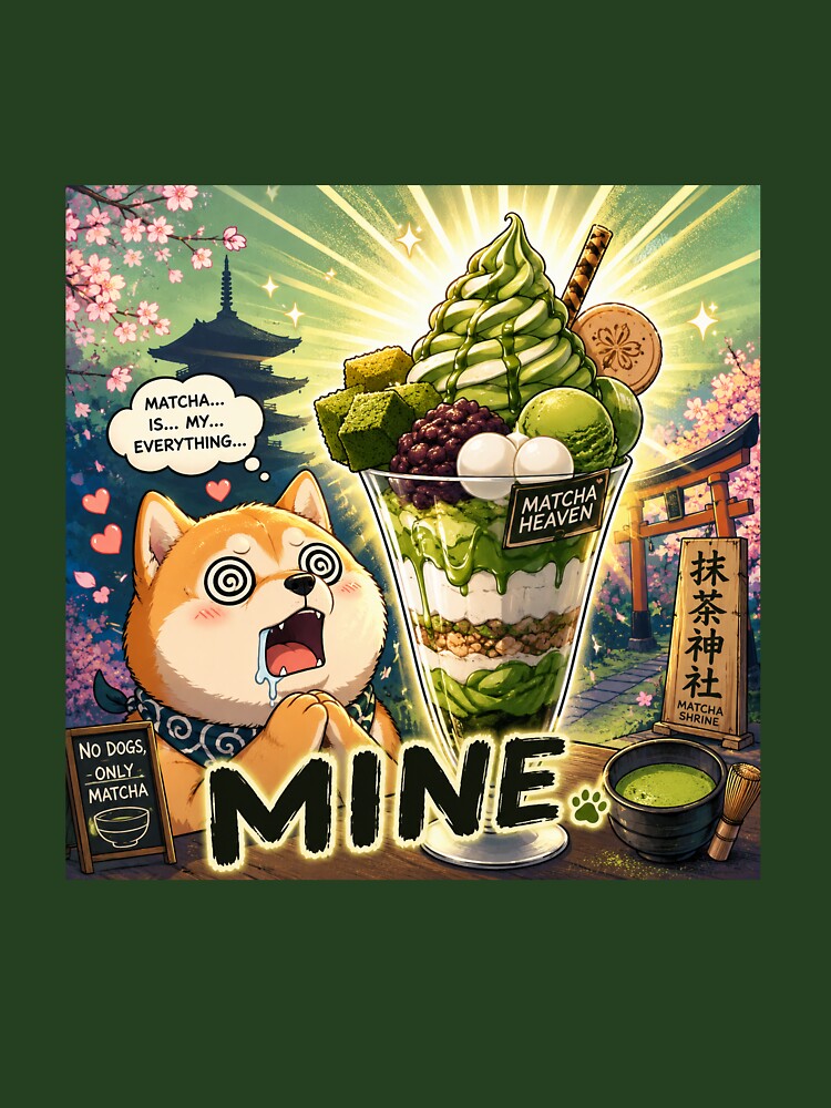Matcha Mind Control Shiba Inu - Kawaii Japanese Meme Dog Sticker by kawaii animal store (in Japan)