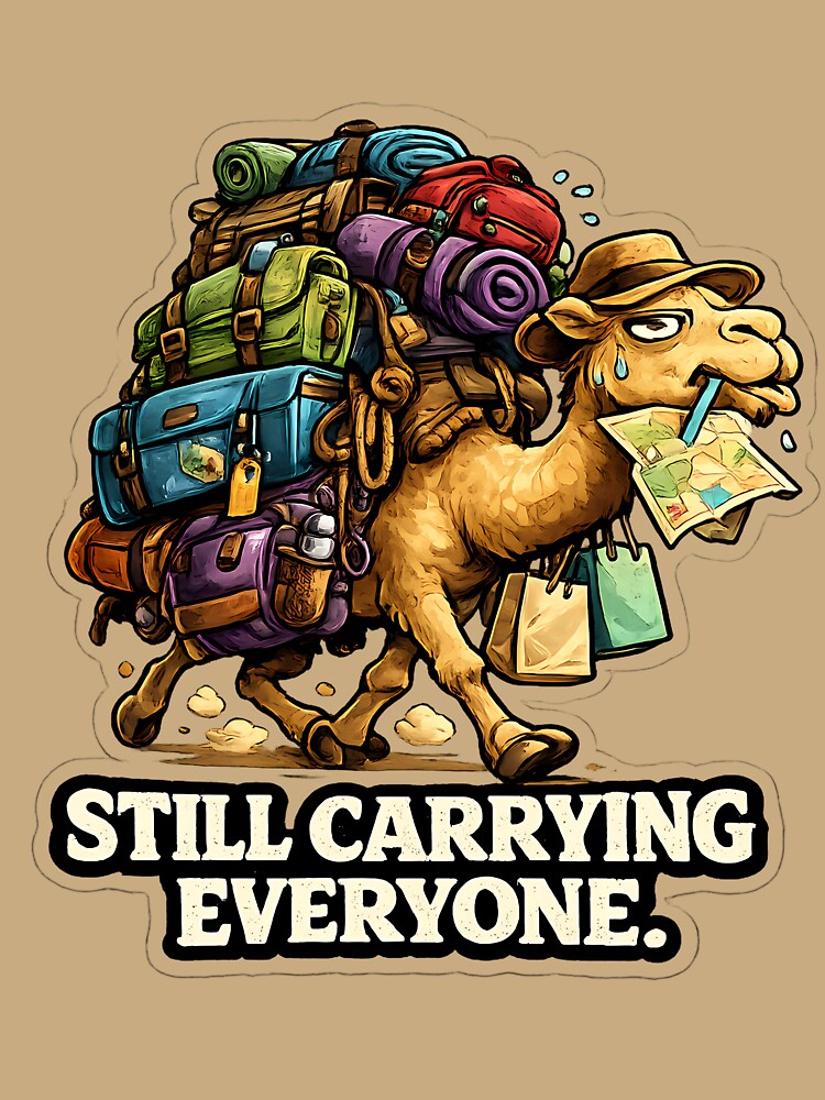 Still Carrying Everyone Funny Camel Sarcastic Animal Meme Design by lazygum