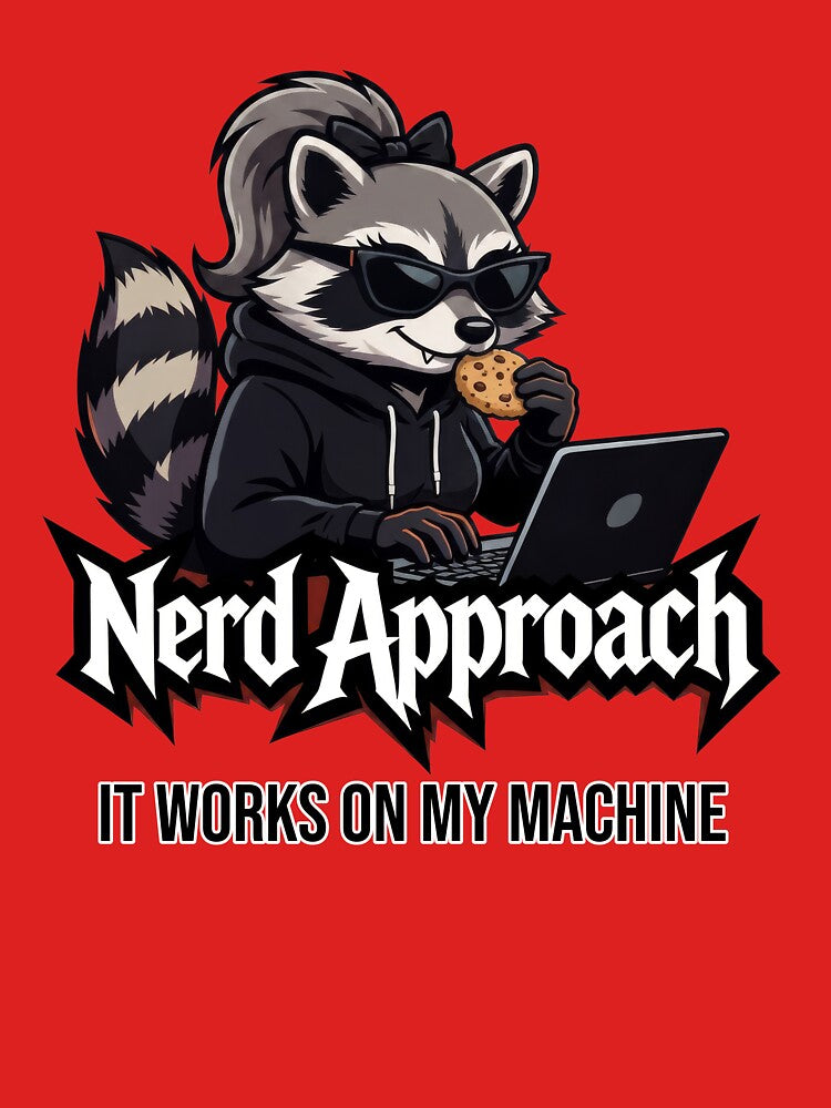 Female Coder Raccoon, It Works On My Machine by NerdApproach