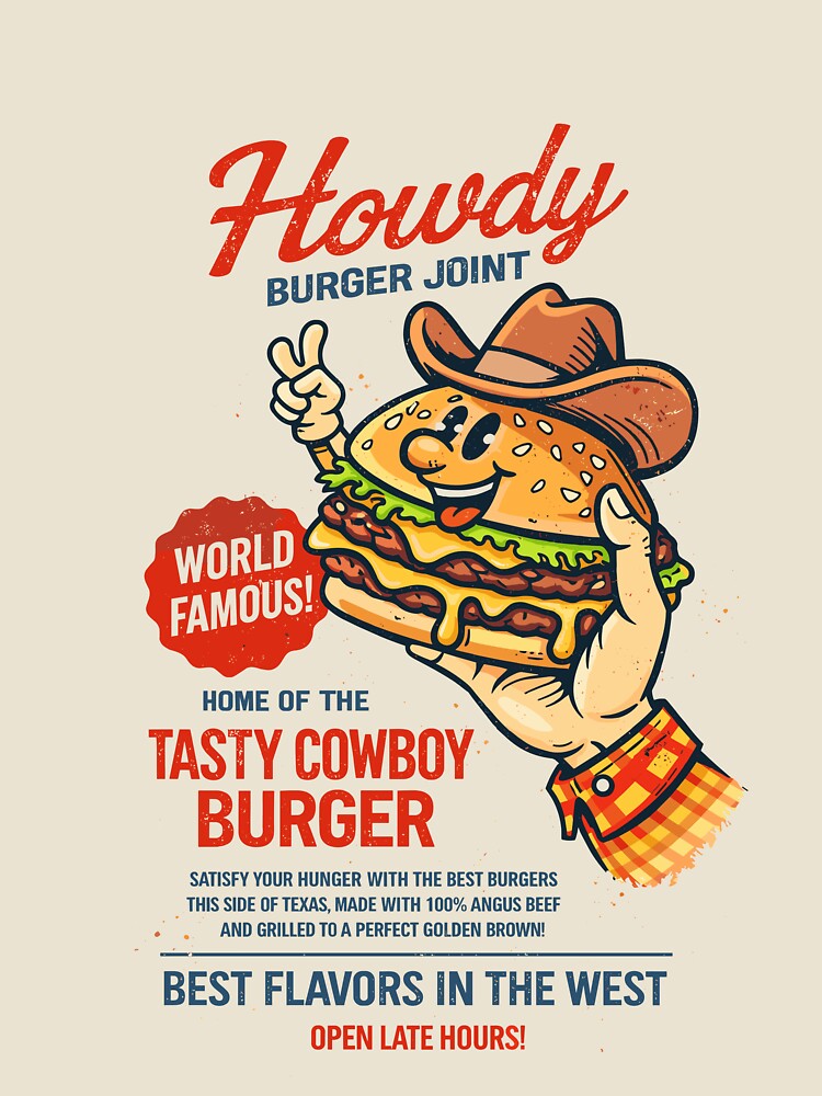 Howdy Burger Joint Tasty Cowboy Burger by Matinez Pink
