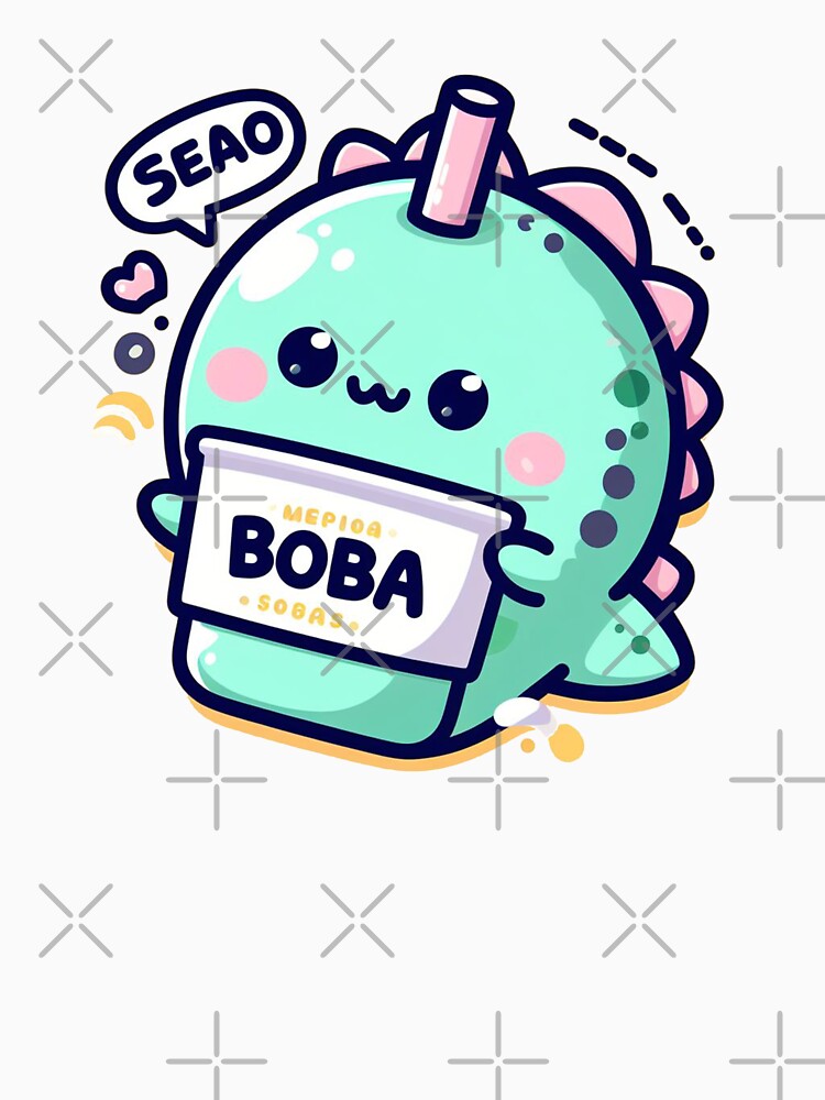 little green dinosaur as a bubble tea with boba stickers and much for! by SaraDatCool
