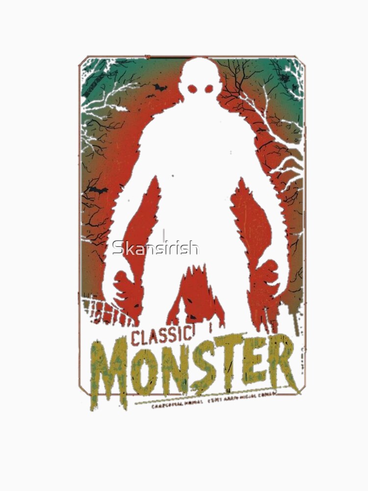 **Retro Horror Monster T-Shirt – Vintage Neon Poster Style with Distressed Texture** by Skansirish ⭐⭐⭐⭐⭐