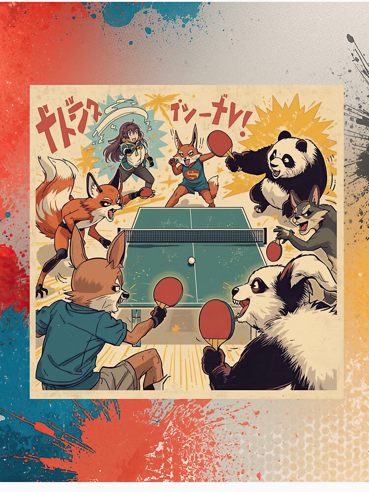 Ultimate Anime Ping Pong Battle - Retro Manga Sports & Kawaii Animal T-Shirt by OhMyPingCo