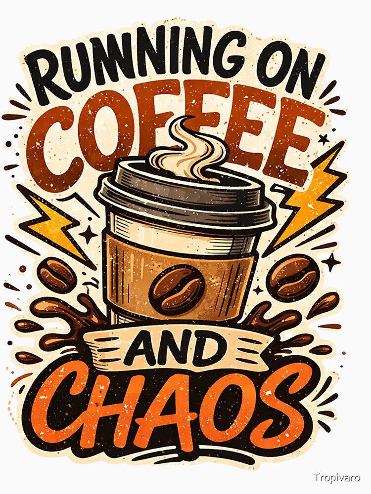 Running On Coffee And Chaos Funny Coffee Quote by Tropivaro
