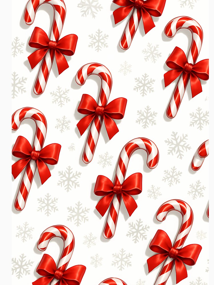 Candy Cane Christmas Pattern with Red Bows and Snowflakes by Buzzink