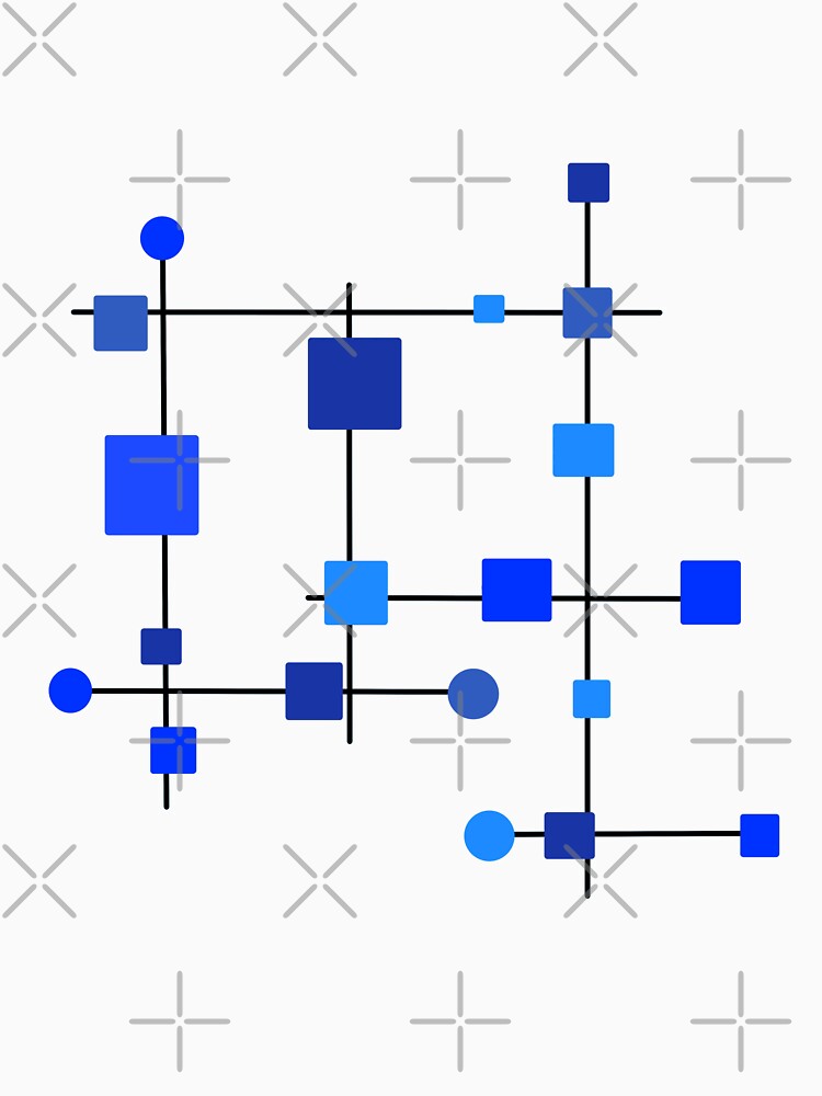 Mid-Century Modern Lines with Blue Squares and Circles by lmers12