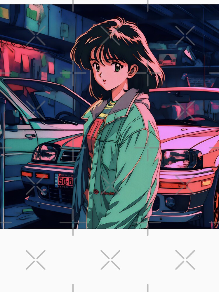 80s Anime Retro Girl Car Japanese Aesthetic Nostalgic Feel by glasseskyodai