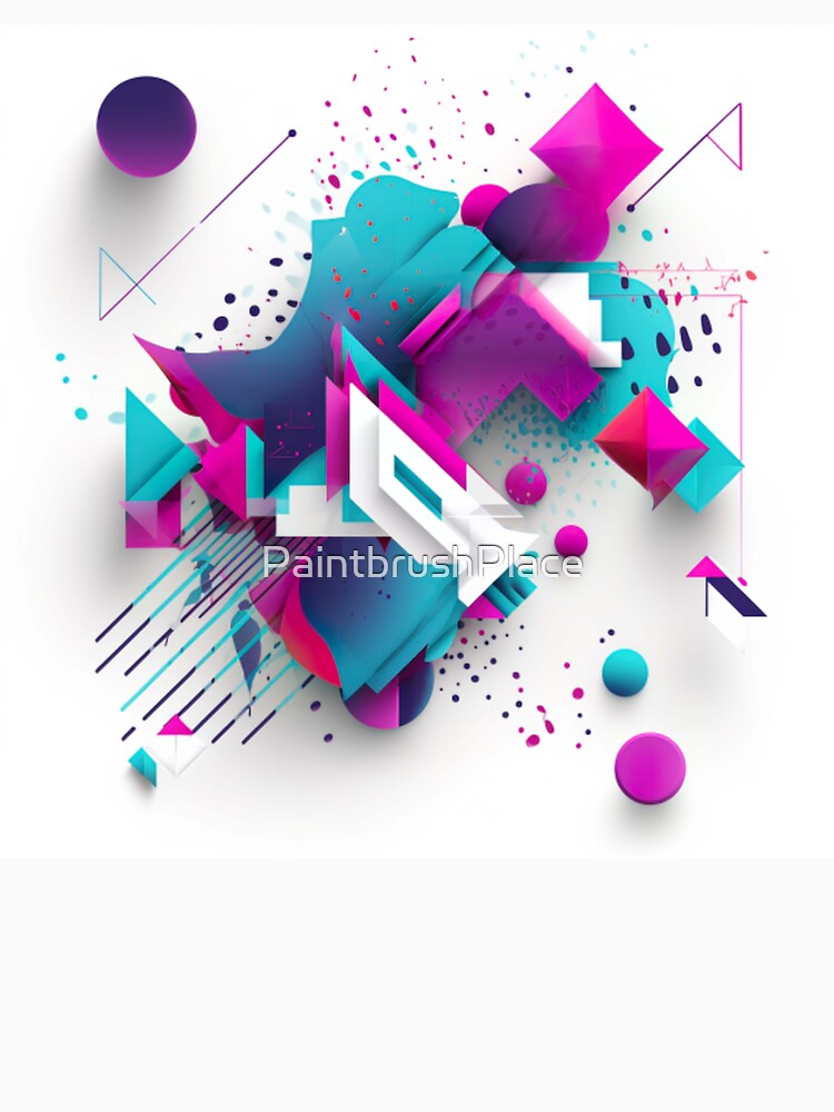 3D Geometric Neon Splash Abstract Art by PaintbrushPlace