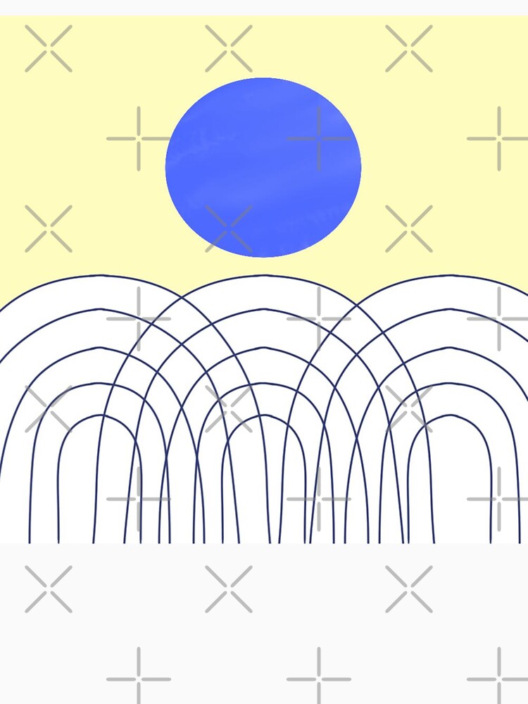 Abstract Illustration of a Blue Circle with Overlapping Lines on a Yellow Background by Beautiful art store