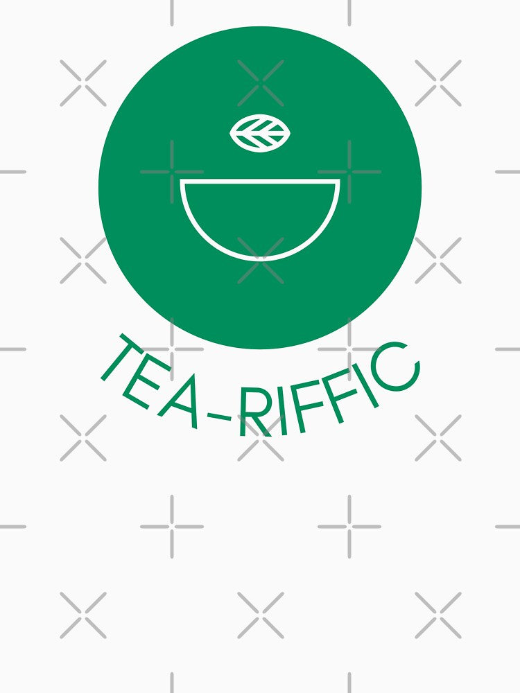 Tea-riffic Minimalist Green Tea Pun by LekkieStudioArt