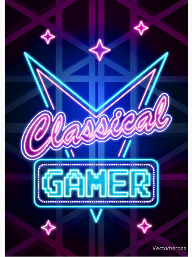 Classical Gamer Neon Art Typography by Vectorheroes