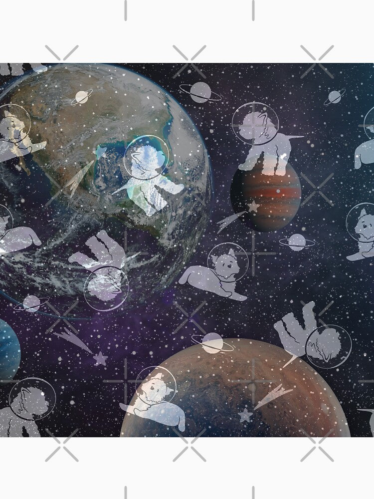 Space Fantasy Artwork / Retrofuturistic Space Art / White Astronaut Dogs In Space by haRexia