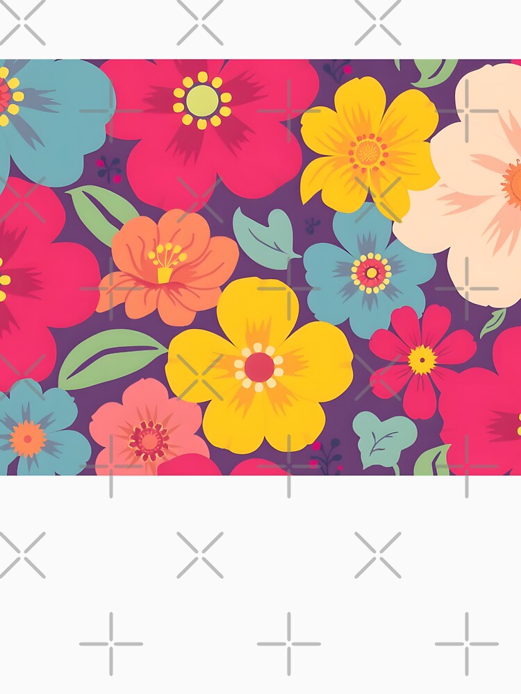 Bright Retro Floral Pattern with Bold Summer Colors by SassyArtistry