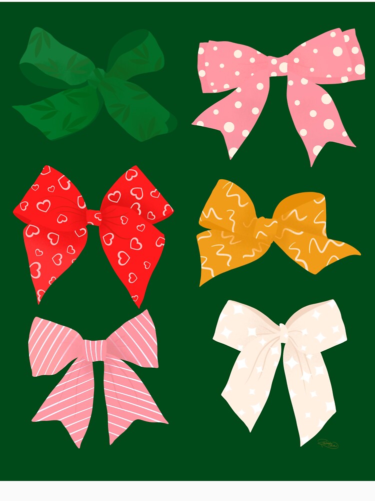 Christmas Bows Pattern Holiday Gift Wrap Inspired Illustration by RosalindeClara