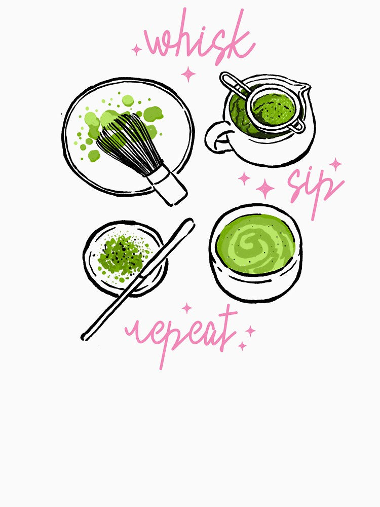 Whisk Sip Repeat Matcha Preparation Ritual Illustration by krystalRomanart