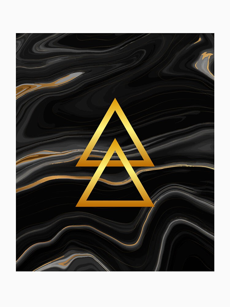 Black and Golden Marble Pyramid (Black Marble) Geometry by MindedInc