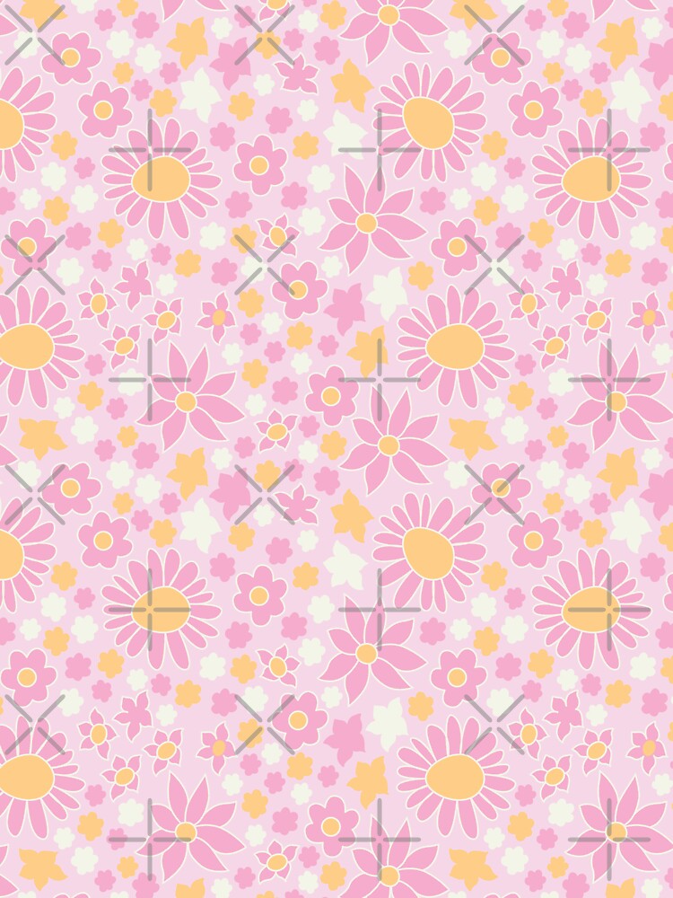 RETRO FLOWER POWER PASTEL PINK by blomastudios