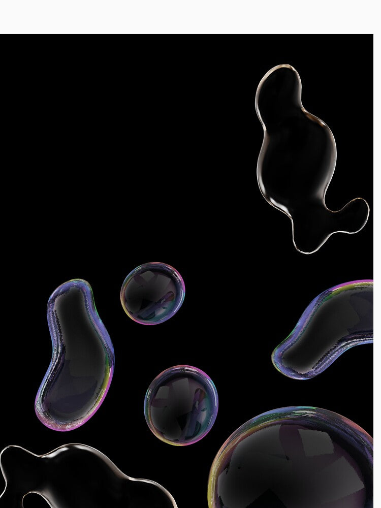 Soap Bubble Shapes – Iridescent Abstract on Black Poster by Levision