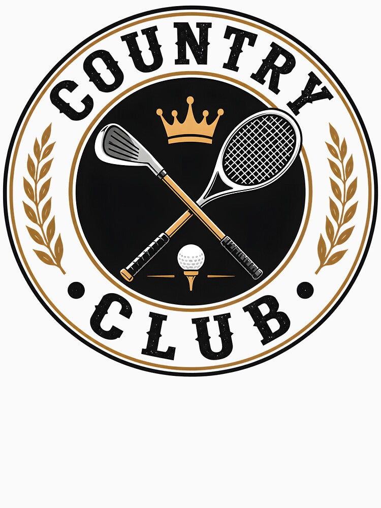 Vintage Country Club Crest Golf And Tennis Preppy Sports Logo by AnnDesignStudio