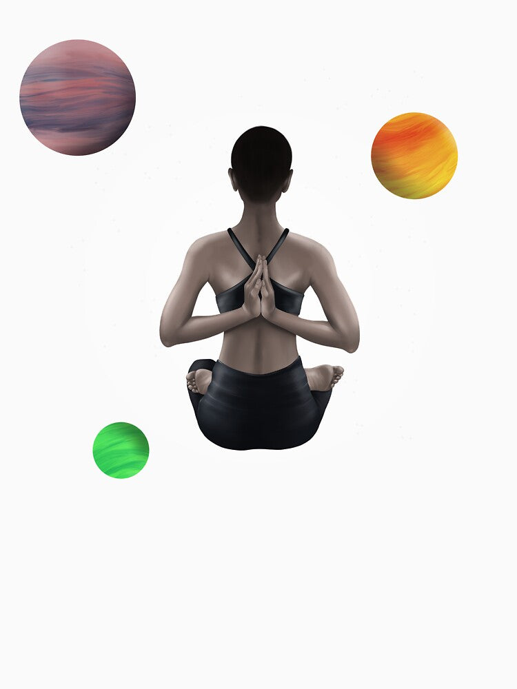 Meditating woman in space by TreasurePlanetV