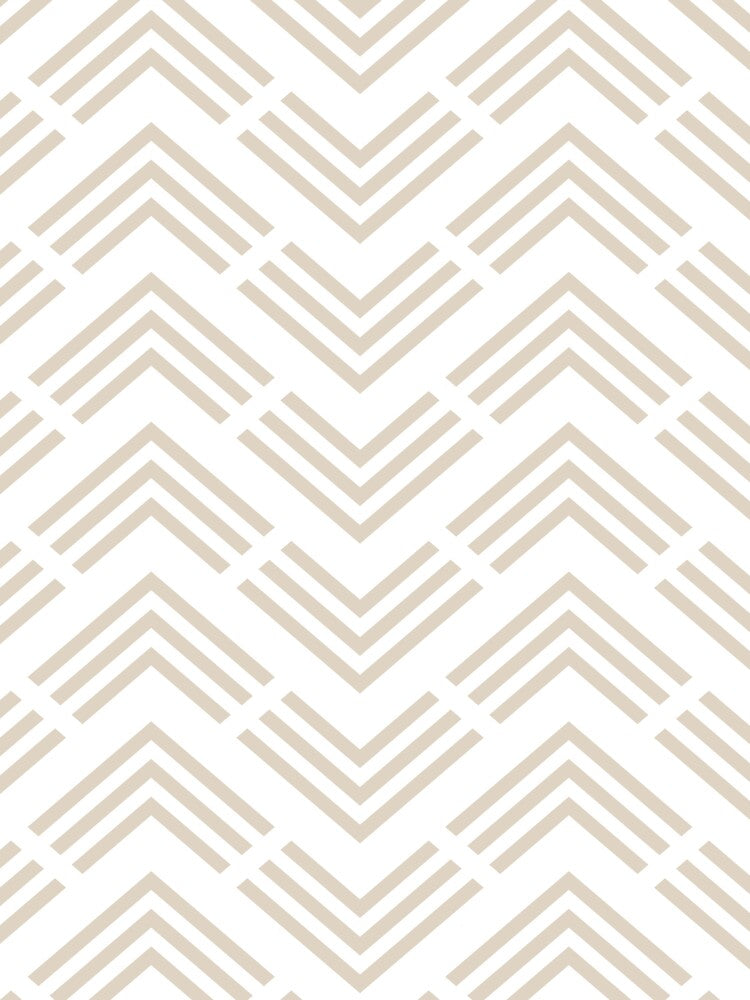 Beige and White Motif Art Deco Chevron Pattern Pairs Sherwin Williams 2022 Popular Color Natural Linen SW 9109 by ColorOfTheYears