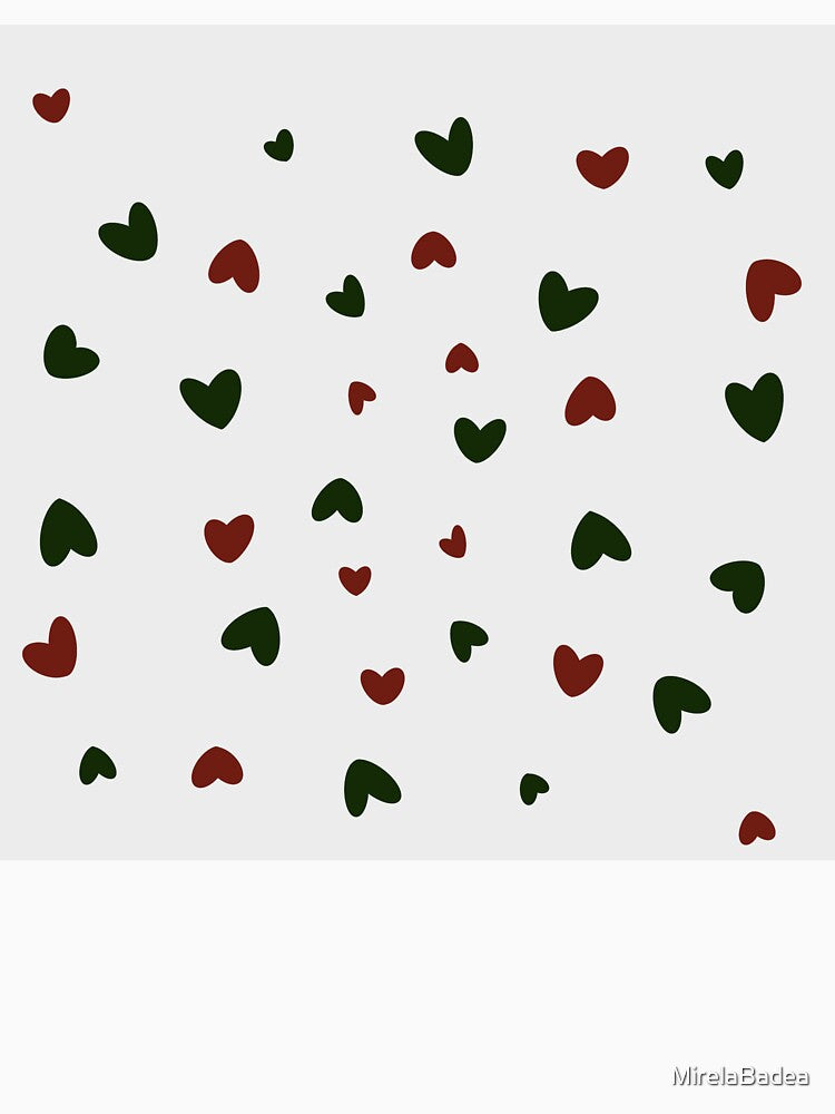 Minimal Christmas Hearts Pattern – Cute Red & Green Holiday Doodle Print by MirelaBadea
