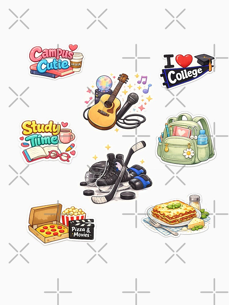 Cute College Student Campus Life Aesthetic Sticker Pack by tanjica