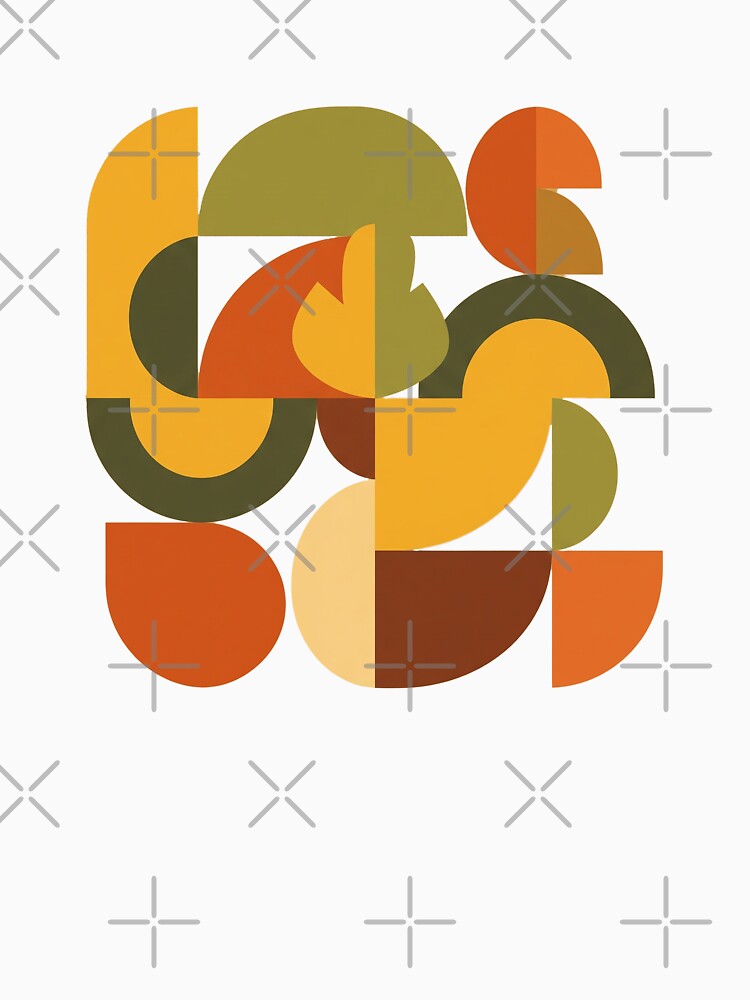 Retro 70s Autumn Abstract – Geometric Earthy Shapes Design by Iras-Art-Corner