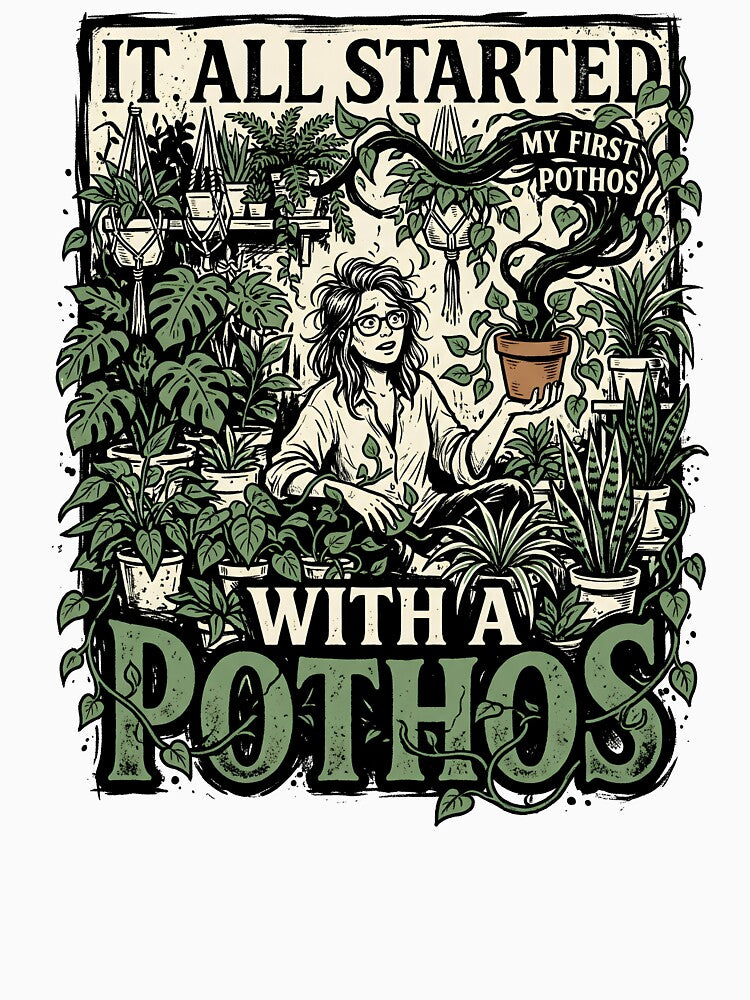 It All Started With A Pothos Houseplant Addiction Funny Plant Lover Quote by get55shirt