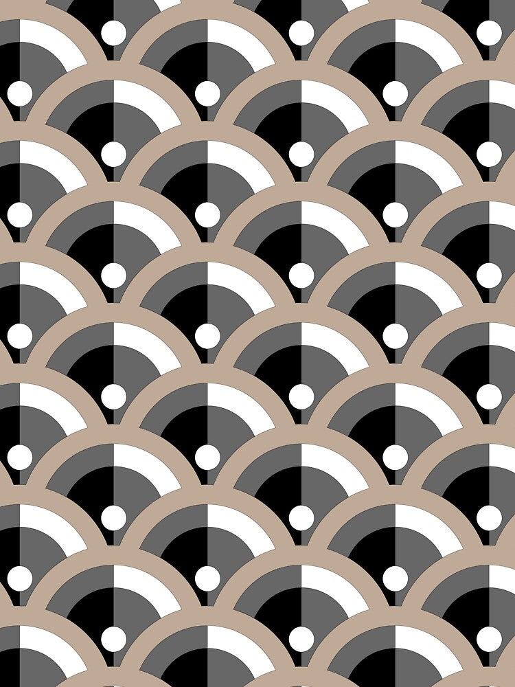 Brown Gray Black White Scallop Polka Dot Pattern Pairs DE 2022 Popular Color Trail Dust DE6123 by ColorOfTheYears