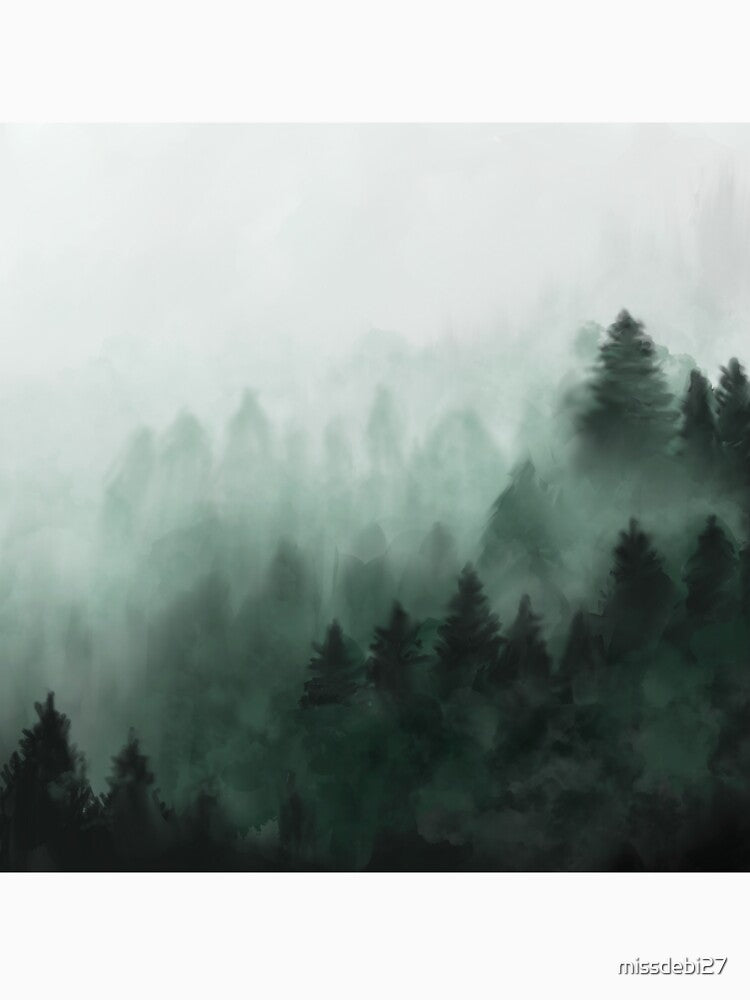 Misty Mountain Forest Painting by missdebi27